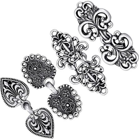 4-delt sæt - Brocheclips - Damevesteclips - Vestnåle - Clips med kroge - Mønstret design