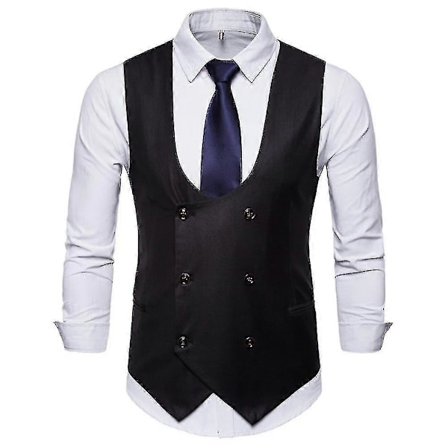 Jule Herre Ensfarget U-hals Dobbelspent Dress Vest Slim Fit Formell Vest