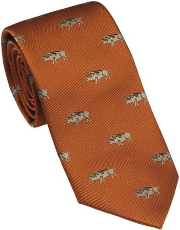 Laksen Wild Boar Silk Tie Blood Orange