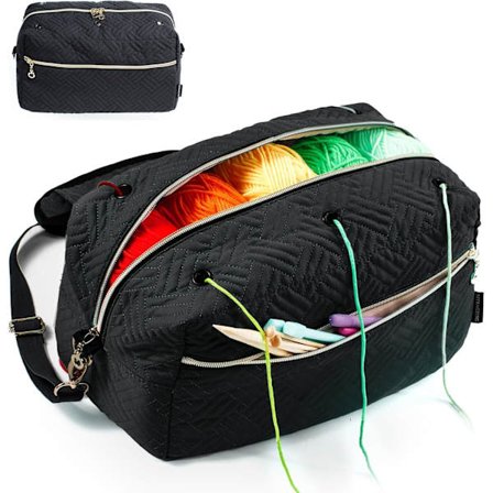 Virknålsväska Organizer - Stickväska - Garnförvaringsorganisatör - Garnväska för Virkning - Garnhållare för Virktillbehör, Stickor