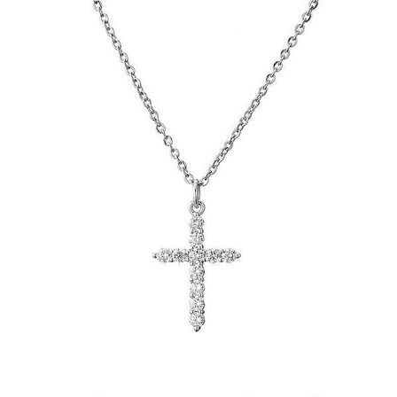 14K guldbelagt kors halskæde til kvinder | Kors vedhæng | Guld halskæder til kvinder, 1 stk - sølv