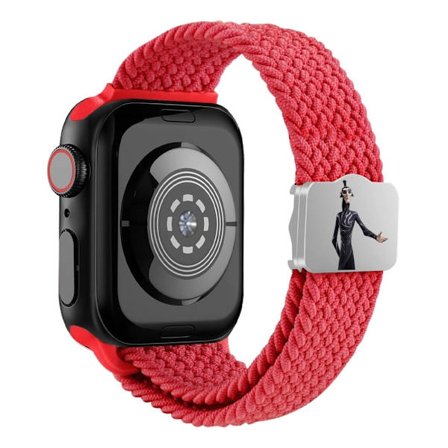 Klockarmband Apple Watch Series 49mm - 45mm - 44mm - 42mm Ne Zha UV-tryckt nylonband - Röd / Röd
