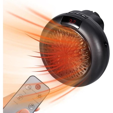 Vægmonteret, 900W mini-model med fjernbetjening, egnet til badeværelser, soveværelser og andre hjemmeapplikationer.