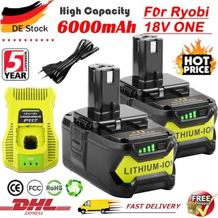 6Ah RYOBI P108 18V One+ Plus -akulle 18 voltin litiumioni-sähkötyökaluille P104 P107 RB18L50 RB18L20 P108