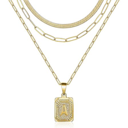 Halskje for kvinner Lagdelt halskje for tenåringsjenter For halskje anheng 18k forgylt monogram