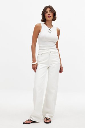 NA-KD Jean droit taille mi-haute - Jeans taille mi-haute - Blanc - EU 44