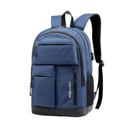 Laptop-ryggsäck, affärsresa med USB-laddningsport, vattenavvisande college-datorväska för kvinnor och män passar 15,6-tums bärbar dator Blue