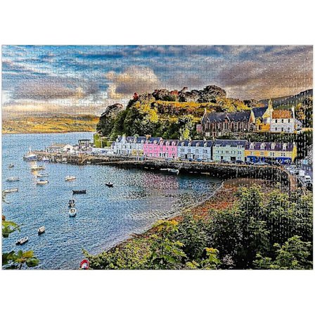 Utsikt över Portree före solnedgången Isle Of Skye Skottland - Premium 1000/500/300 Bitar Pussel För En (FMY)