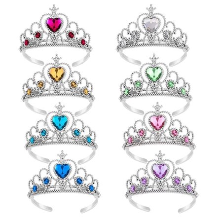 Klänning upp Tiara Crown Set Prinsessa Kostym Party Tillbehör (8 Färger), Gul + Marinblå + Grön + Rosa + Vit + Röd + Himmelblå + Lila