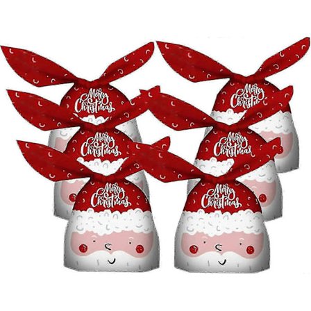 6 st Jinxiu Julgodispåsar, Santa-påsar i plast för julklappar
