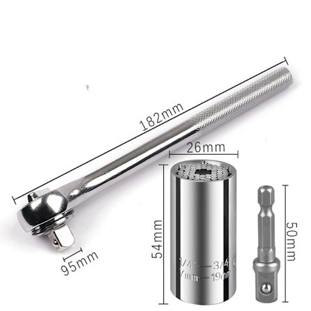 Universal Sokkel, Profesjonell Sokkelgrep Adapter 1/4 til 3/4 tommer (7-19mm) Ratsj Nøkkel Kraftdrill Adapter Verktøy Gaver til Menn Han Mann Far