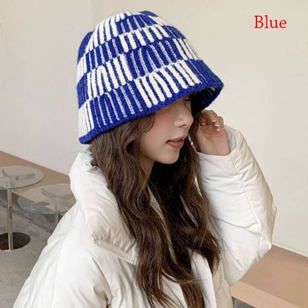 Neulottu Bucket Hat Fisherman's Cap SININEN