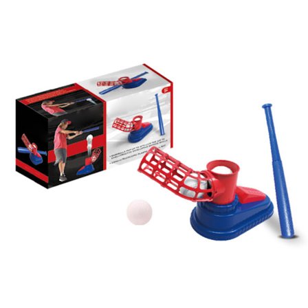 Baseball-kaster for barn med bærbar uttrekkbar balltre og 3 baller