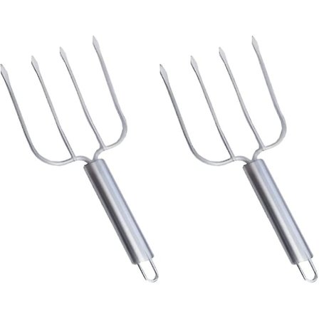 2 stk. Rustfrit Stål Kalkun Gaffel Fire-Nåle Kødg Gaffel Kødløft Gaffel