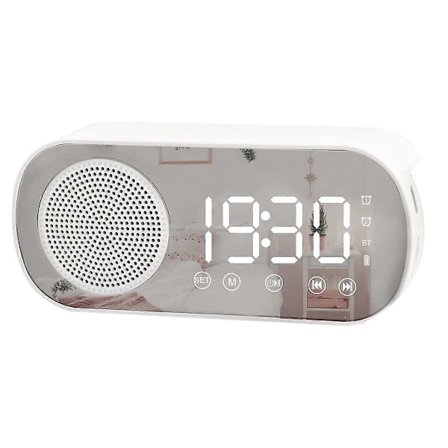 LED Digital Vekkerklokke med FM-radio og Bluetooth-høyttaler, 3 Lysstyrkenivåer med Dimming, Snooze