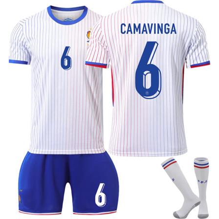 Frankrike 2024 drakt fotballdrakt UEFA Euro utgave hjem barn voksen sett nr. 6 CAMAVINGA With socks M