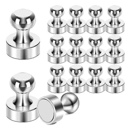 15 st Kraftiga Magneter för Whiteboard, Kylskåp & Kontorsbruk, Silver Metall Magnetiska Krokar (FMY)