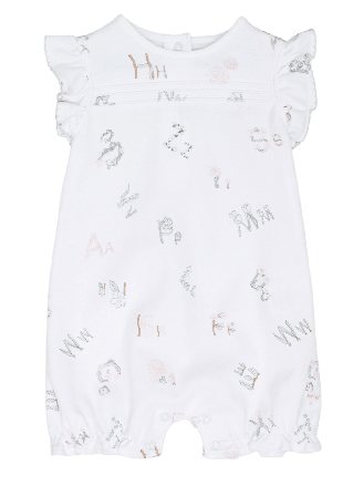 Livly Alphabet Flowers Athena Jumpsuit Nyfödd stl. 44-68 Dam Vit 80