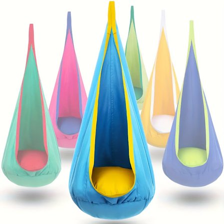 1 stk. kraftig hengende hengekøye stol med oppblåsbar pute og lomme - 80 kg kapasitet, 2-lags design