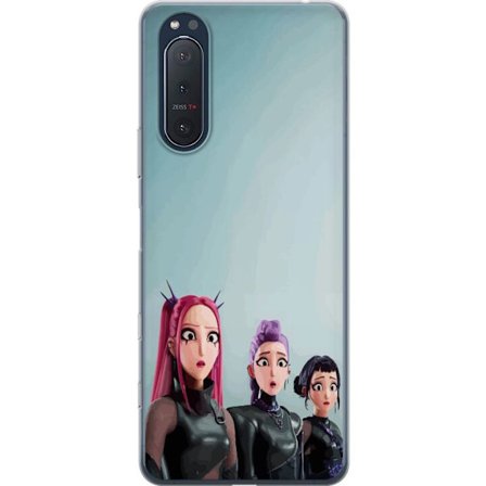 Yhteensopiva Puhelinkuori Sony Sony Xperia 5 II Kolme animoitua naista, joilla on värikäs tukka futuristisessa tyylissä ja yllättyneet ilmeet