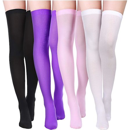 4 par silke lårhøye strømper for kvinner nylon sokker for kvinner Halloween Cosplay kostyme