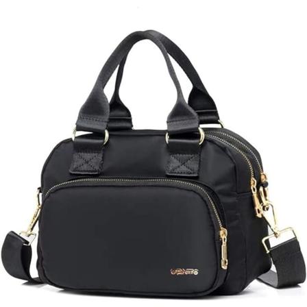 Skuldertasker til kvinder, vandtætte multi-lommepunge og crossbody-tasker, multifunktionel letvægtstaske i nylon Oxford med høj densitet (sort) Black