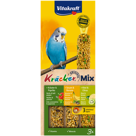 Vitakraft - Crackers Undulat Fiken/Banan/Kiwi 3-pk. - Fuglegodteri & kräcker - Frøstenger & frøkolber - ZOO.no