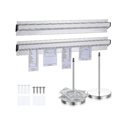 4 stk. Billet Holder Sæt Glide Check Stativ Og Stål Kvittering Holder Billet Stabber Til Restaurant Tick (FMY)