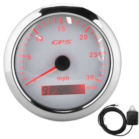 3,3 tommer GPS speedometer 0-30 MPH/H hastighedsmåler Farverig baggrundsbelysning IP67 Vandtæt til bil RV Båd Yacht Hvid Skive