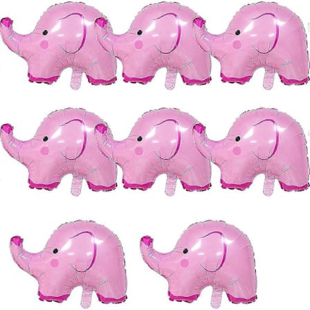 8 stk. Elefant Balloner Pink Søde Elefantform Aluminium Balloner til Dyretema Fest Fødselsdagsfest Dekoration Baby Shower Forsyninger Gender Reveal