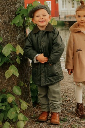 Newbie | Woskowana kurtka z kołnierzem Zielony 140 | Zielony