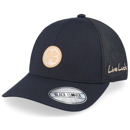 Black Clover - Sharp Luck 14 Black Hat W White Mesh W Patch Trucker Trucker Black Cap - @ Hatstore