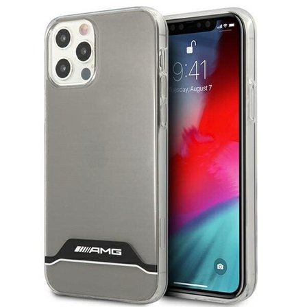 AMG Electroplate sort/hvid taske til iPhone 12 / 12 Pro - gennemsigtig