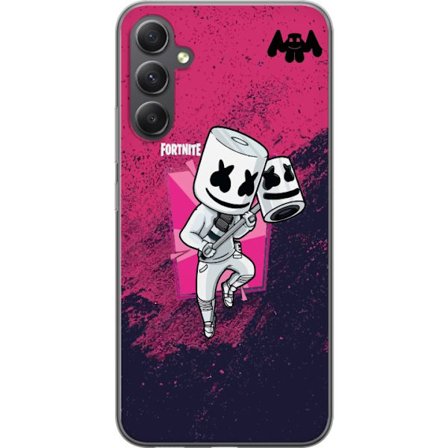 Yhteensopiva Puhelinkuori Samsung Galaxy A16 5G Fortnite Marshmello hahmo valkea puku vaaleanpunainen taustakuva Fortnite DJ pelisuunnittelu suosittu