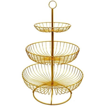 3-vånings fruktkorg i metall, svart fruktskål, dekorativ