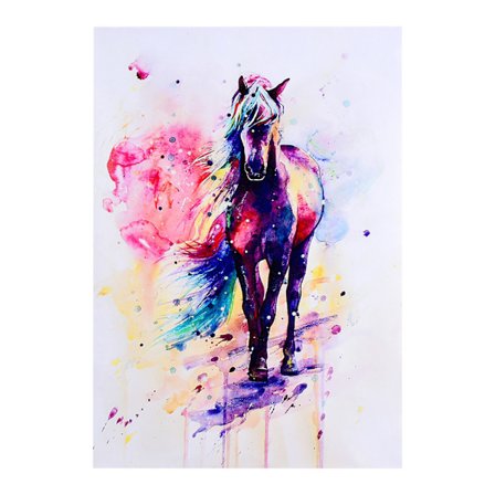Hest Akvarell Dyrekunst Oljemaleri Lerret Veggdekor Hjemmedekorasjon 40x57cm
