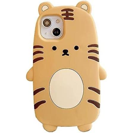 Supertyk blød silikon tigerfodral til Apple Iphone 13 Pro 3d tegnet Ljusgul Söt Roligt Söt Kawaii Barn Flickor Pojkar