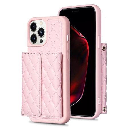 Bf23-stil för Iphone 13 Pro Max korthållare Läder+tpu case Kickstand Cover