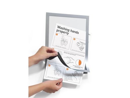 DURABLE Magnetram självh.DURAFRAME A4 silver 2/fp - Lyreco - Kontorsmöbler och inredning - Tavlor ställ och ramar - Magnet ramar