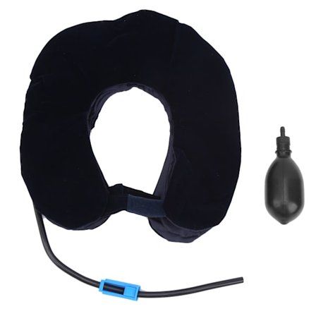 Uppblåsbar 3-lagers Cervical Neck Traction Device Smärtlindring Justerbar Nacksträckare Mörkblå