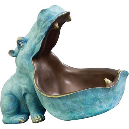 Stormunnet Flodhest Resin Nøkkelring Flodhest Figur Nøkkelarrangør Praktisk Oppbevaringsboks Nøkkelringboks 20x11x17