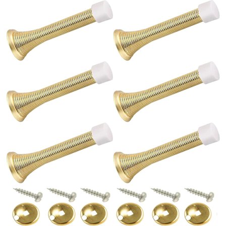 6-pak 85 mm fjederdørstop i metal med skruer og bundplade (messing)