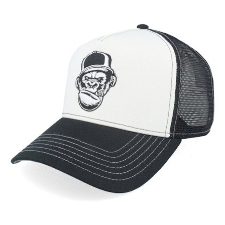 JJ Hats - Preto trucker Boné - Ape White/Black A-Frame Trucker @ Hatstore