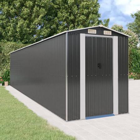 Vidaxl Trädgårdsskjul Antracit 192x855x223 Cm Galvaniserat Stål Antracit