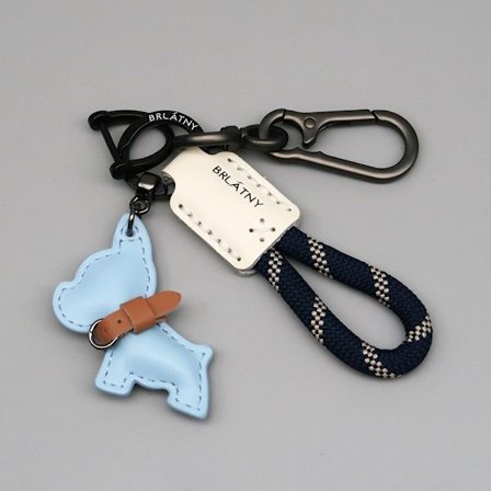 SHISHPEI Håndlaget Nøkkelring Fransk Bulldog Lær Nøkkelringer Høy Kvalitet med Anti-Tap Rem Nøkkelring for Kvinner Menn (FMY)