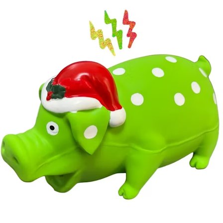 Denne splitter nye, slitesterke lateksbiteringen er formet som en prikkete gris.