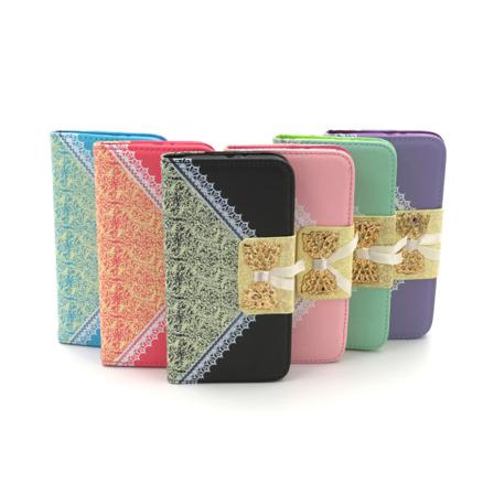 Flower Wallet Plånboksfodral Samsung S6 Edge - Fler Färger Svart