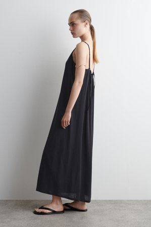 COS Women's Square-Neck Strappy Jersey Dress in Blue