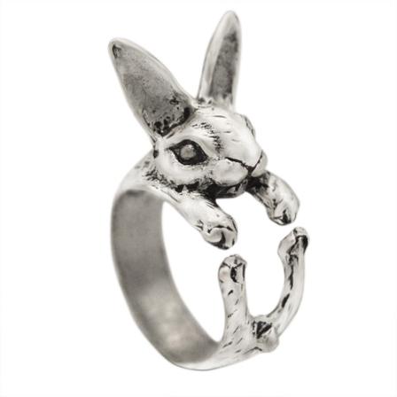 Ring Kanin Hare Djurälskare Rabbit Silver