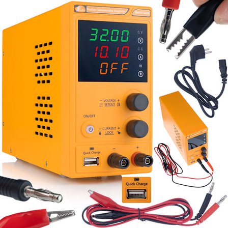 Laboratoriestrømforsyning AmpPulse RAPEP-6405 – 0-64V 5A | LCD Skjerm | USB Quick Charge | Presis Regulering